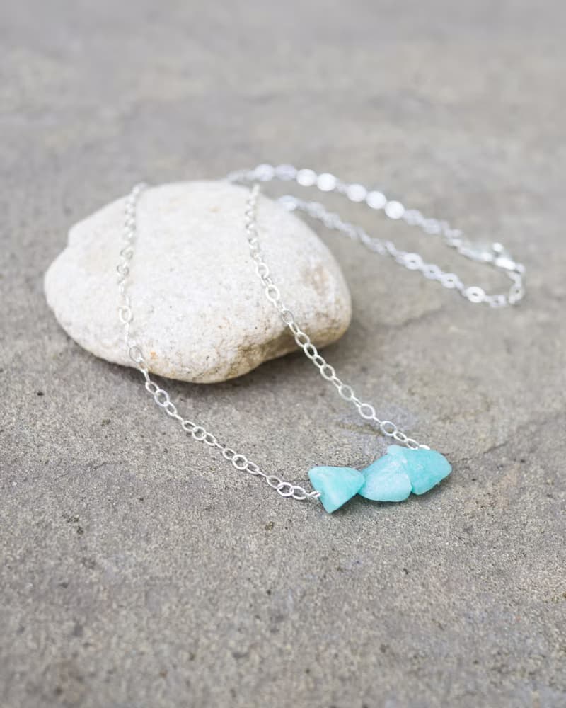 Rough Amazonite Necklace, 925 Silver, Taurus Jewelry, Virgo Gift, Zodiac Crystal