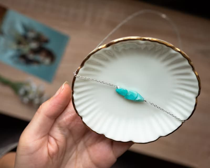 Rough Amazonite Necklace, 925 Silver, Taurus Jewelry, Virgo Gift, Zodiac Crystal
