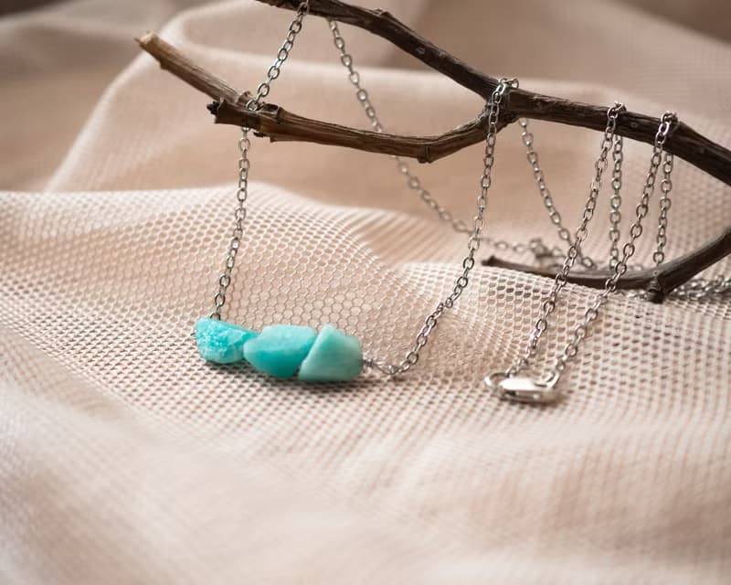 Rough Amazonite Necklace, 925 Silver, Taurus Jewelry, Virgo Gift, Zodiac Crystal
