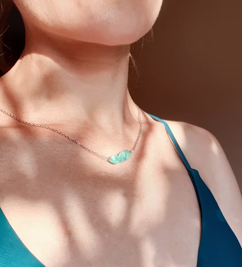 Rough Amazonite Necklace, 925 Silver, Taurus Jewelry, Virgo Gift, Zodiac Crystal