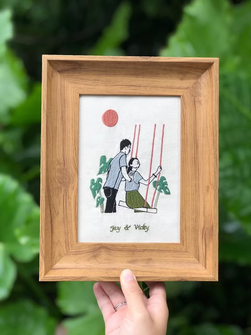似顏繪刺繡像框-7寸-回憶紀念