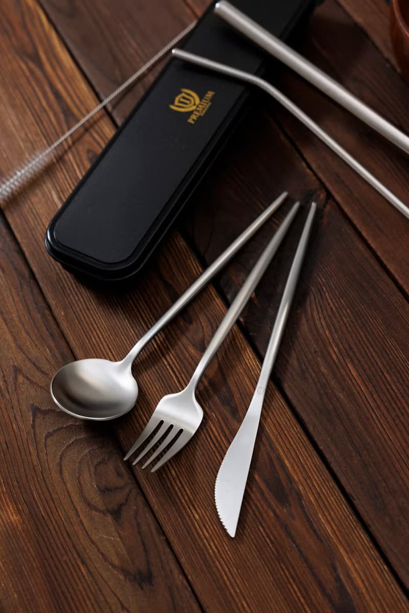 304不鏽鋼餐具及飲管便攜套裝連盒(銀色)