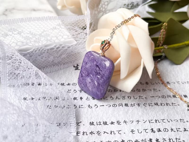 【一物一圖】紫龍晶無事牌吊墜連S925純銀漸變項鍊