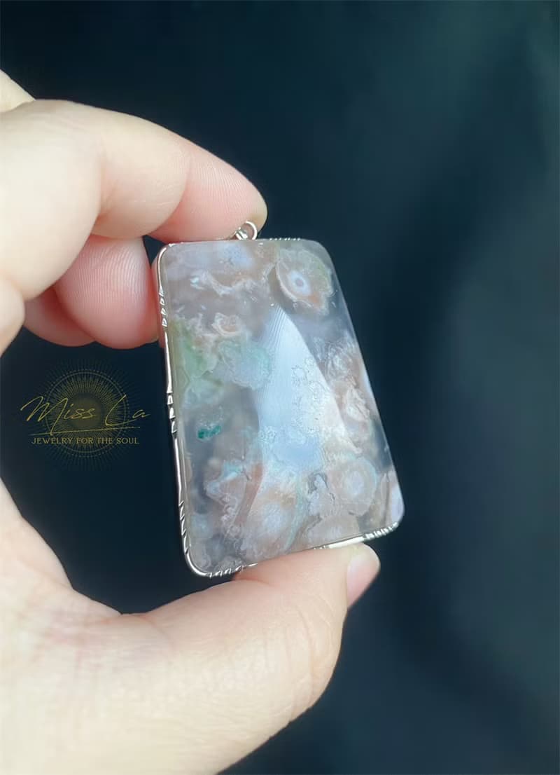 櫻花瑪瑙 粉花透體 水中花 項鍊 禮物 S925銀鑲 生日禮物