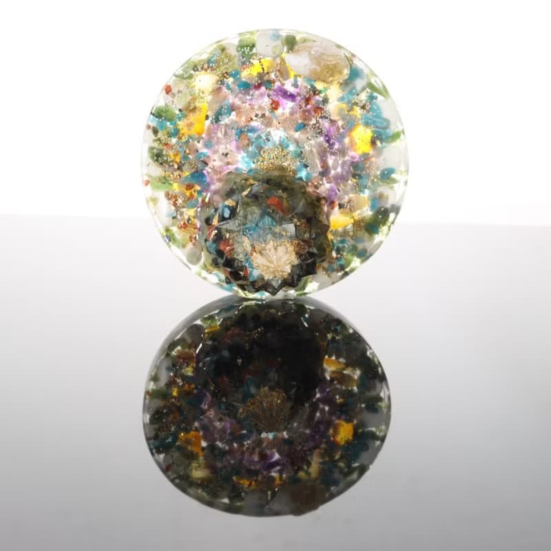 【快速出貨】綠色金箔水晶聖誕樹圓盤小夜燈能量樹黃水晶手機支架