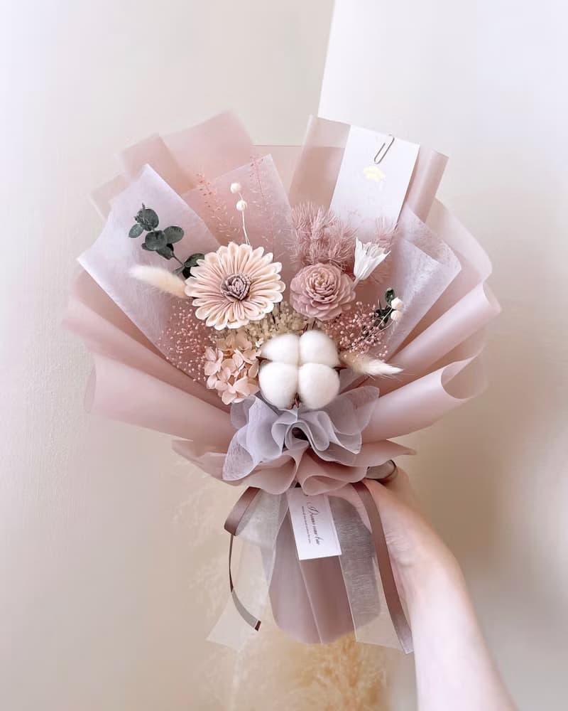 向日葵花束-晨霧微光 l 附贈白色開窗提袋 畢業花束 太陽花花束