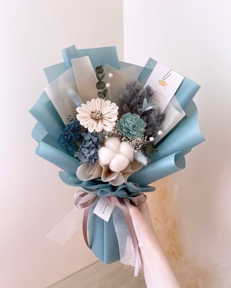 向日葵花束-晨霧微光 l 附贈白色開窗提袋 畢業花束 太陽花花束