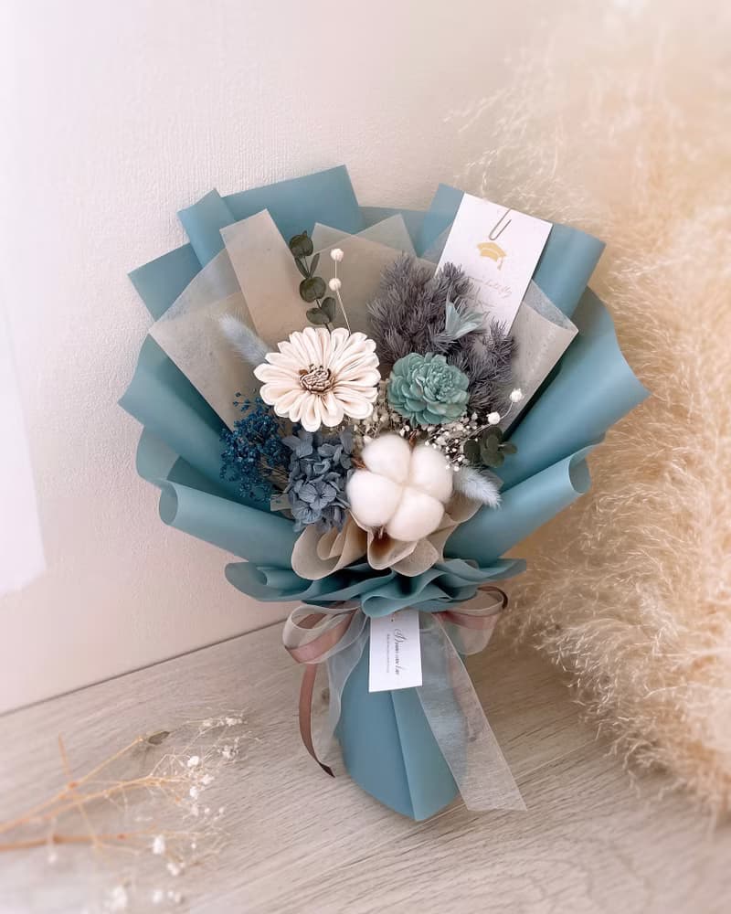 向日葵花束-晨霧微光 l 附贈白色開窗提袋 畢業花束 太陽花花束