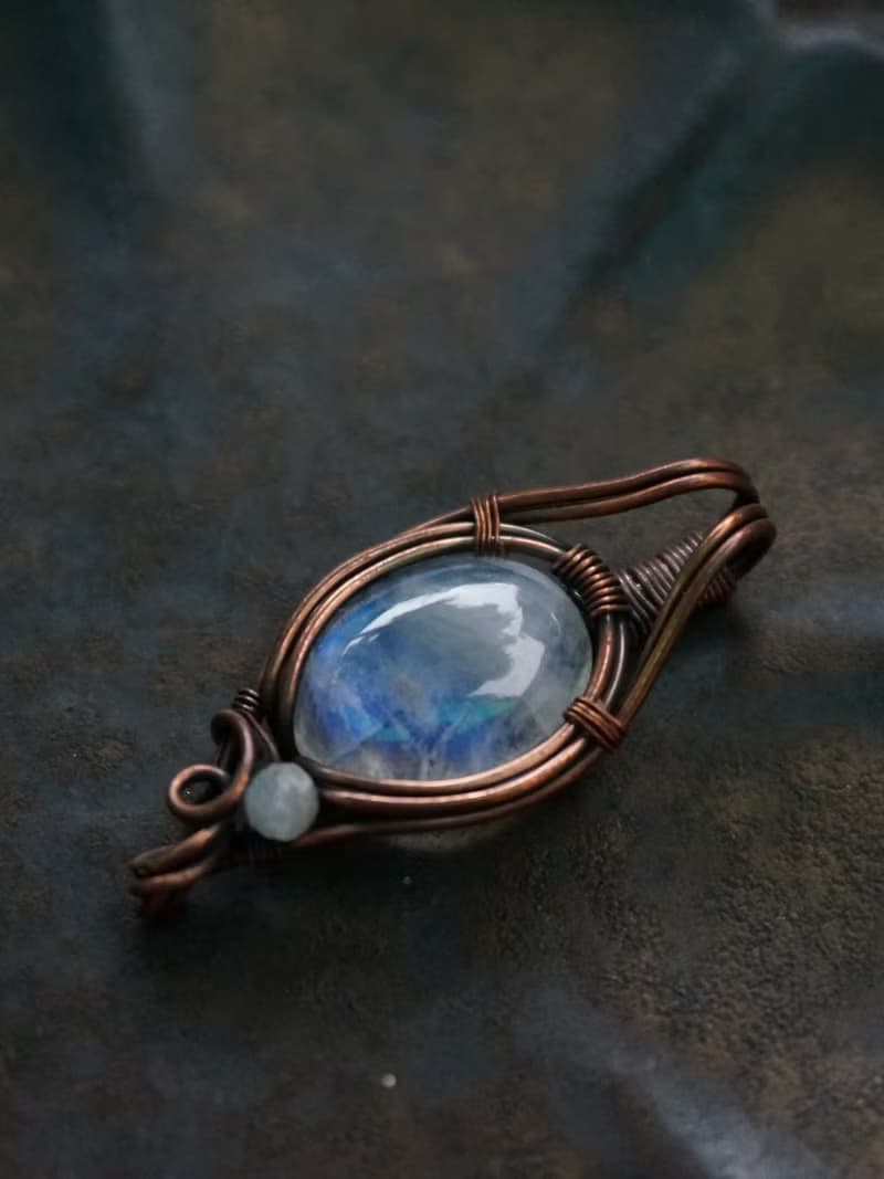 | MC |繞線月光石項鏈 手工編織  復古 wire wrap