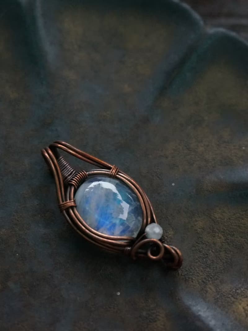 | MC |繞線月光石項鏈 手工編織  復古 wire wrap