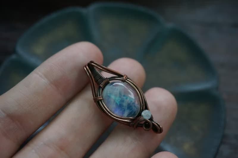 | MC |繞線月光石項鏈 手工編織  復古 wire wrap