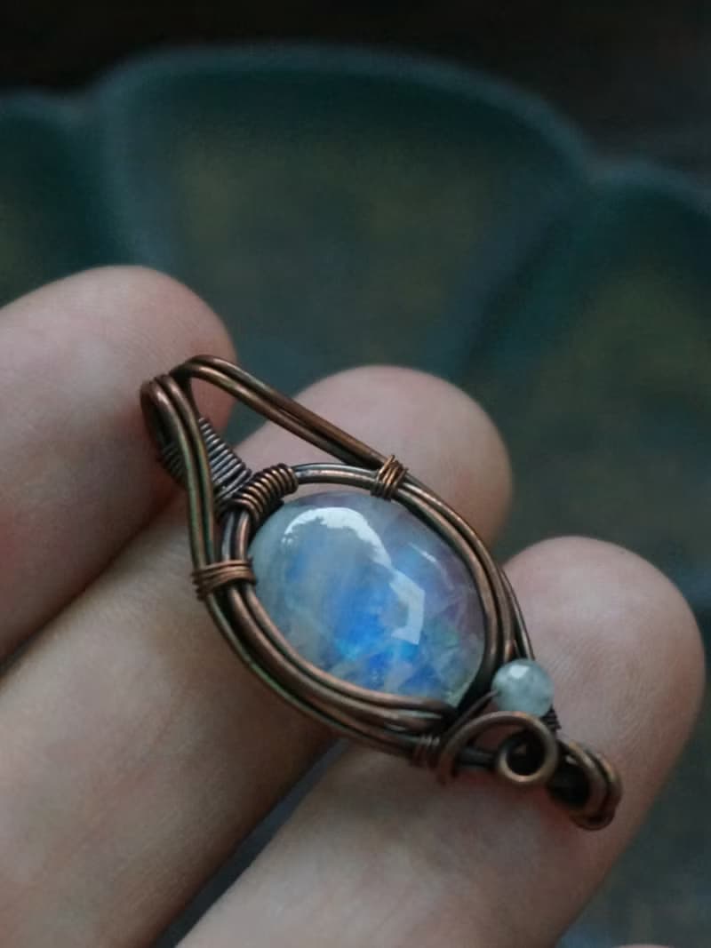 | MC |繞線月光石項鏈 手工編織  復古 wire wrap
