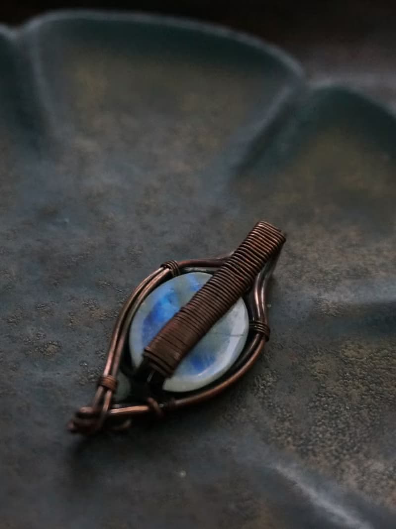 | MC |繞線月光石項鏈 手工編織  復古 wire wrap