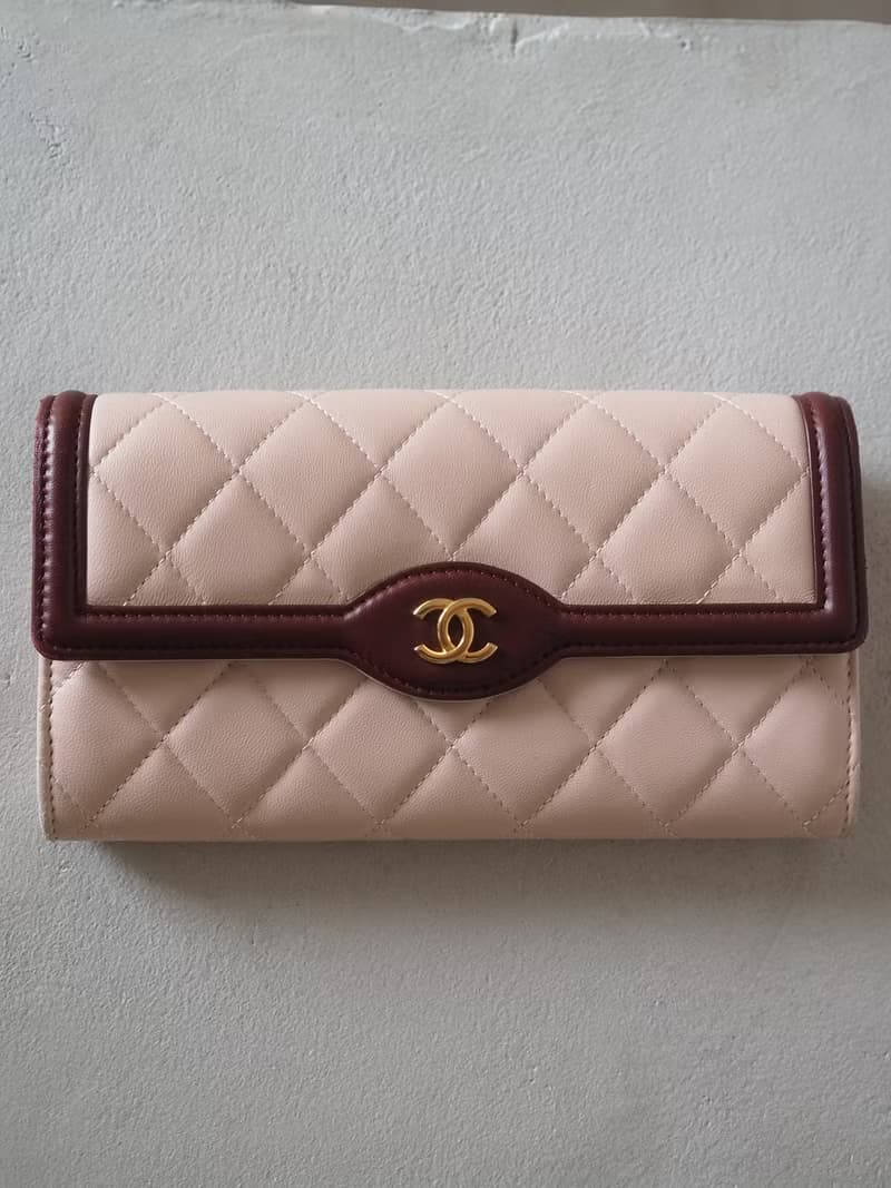 CHANEL シャネル バイカラー ロング ウォレット 長財布 ピンク ボルドー ヴィンテージ