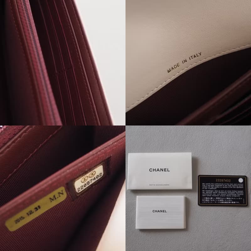 CHANEL シャネル バイカラー ロング ウォレット 長財布 ピンク ボルドー ヴィンテージ