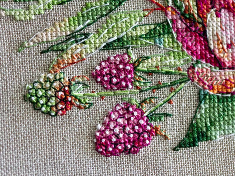 【數位】Raspberry & Artichoke Bouquet I - watercolor PDF cross stitch pattern