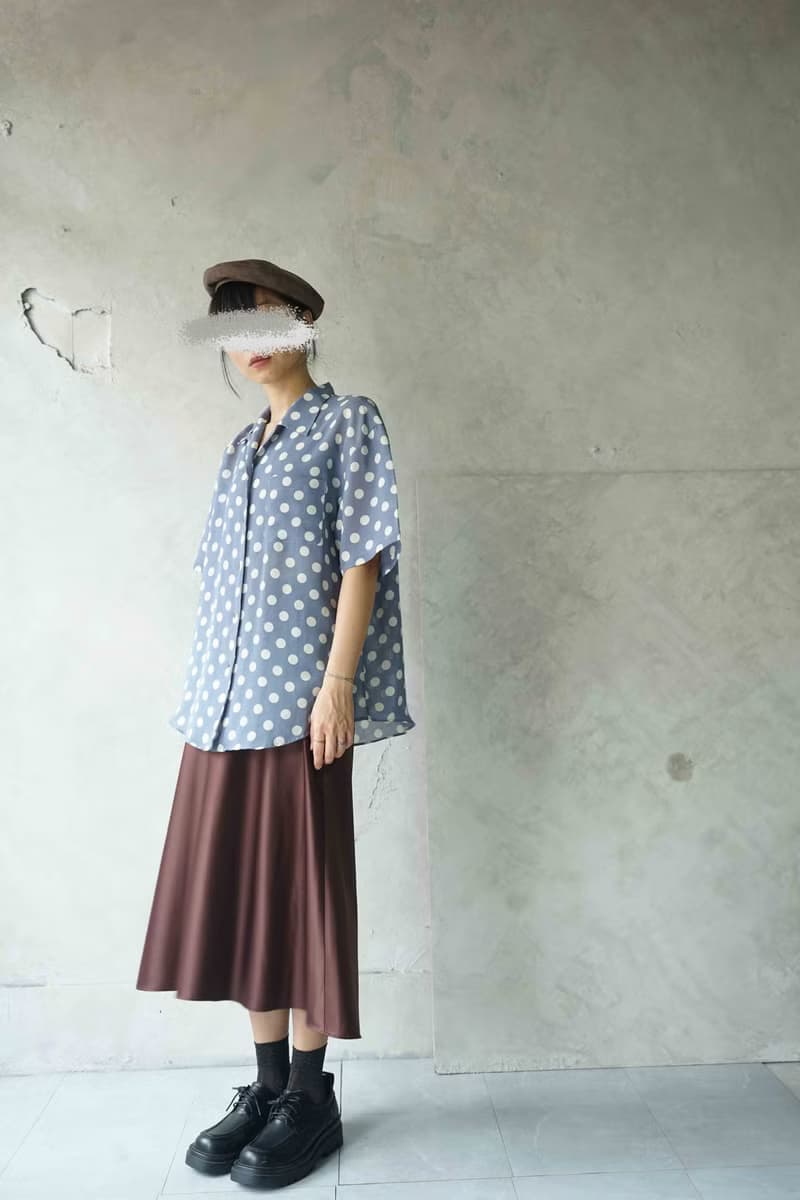 尋寶古著-濃情巧克力棕緞面光澤質感過膝裙