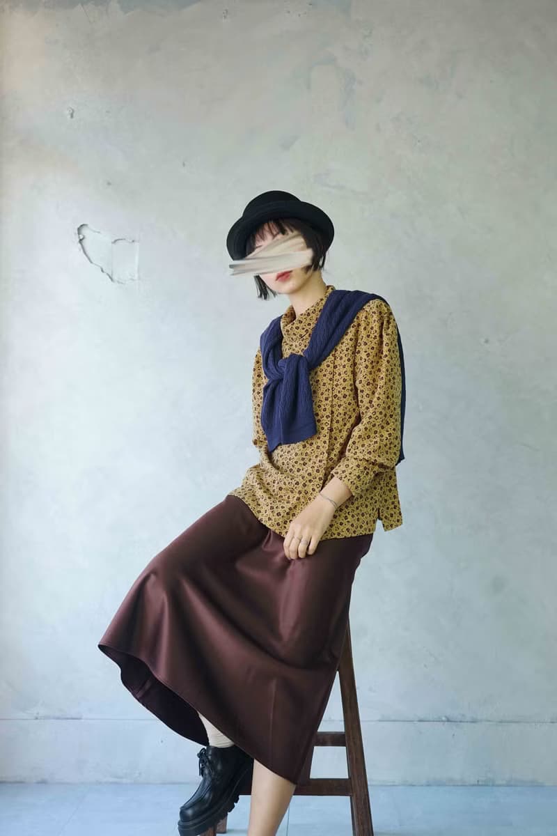 尋寶古著-濃情巧克力棕緞面光澤質感過膝裙