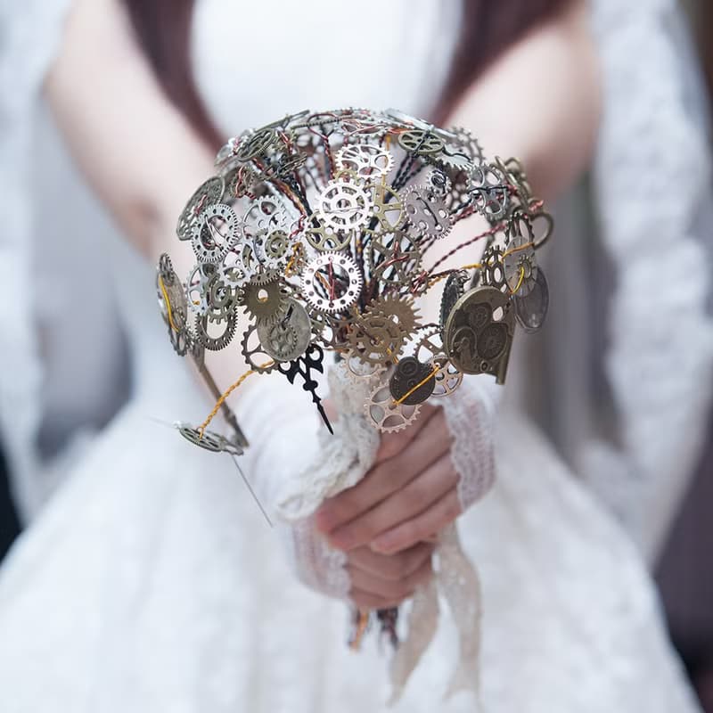 蒸汽朋克 steampunk 婚慶 婚禮攝影 齒輪花 金屬 新娘手捧 花束