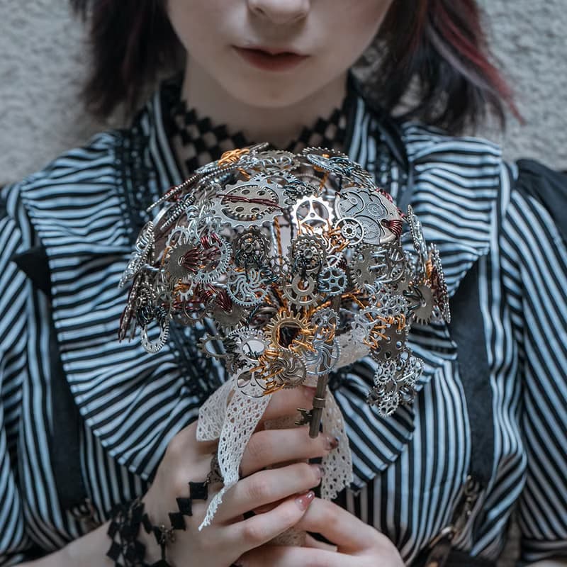 蒸汽朋克 steampunk 婚慶 婚禮攝影 齒輪花 金屬 新娘手捧 花束