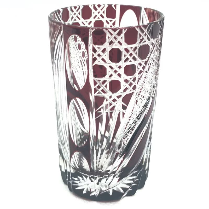 Agave de Juvia Red Cut glass/Shot glass/Gift/Present/Design/High quality/Cut glass artist/Cut glass craftsman