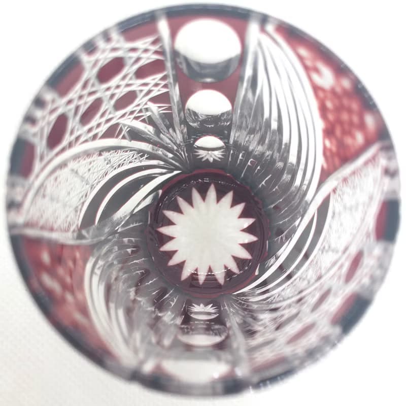 Agave de Juvia Red Cut glass/Shot glass/Gift/Present/Design/High quality/Cut glass artist/Cut glass craftsman