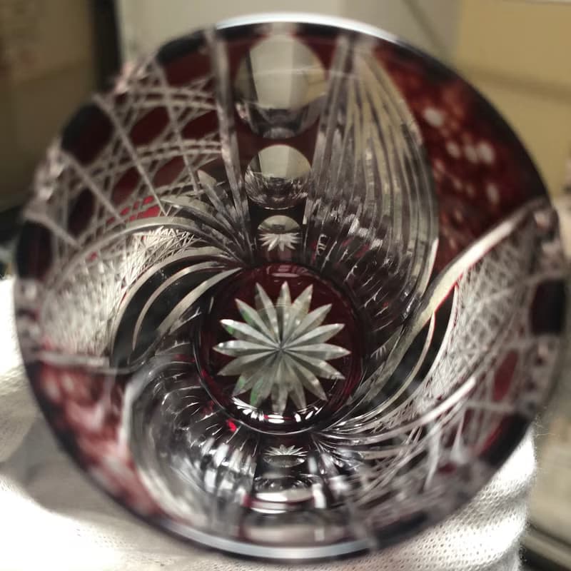 Agave de Juvia Red Cut glass/Shot glass/Gift/Present/Design/High quality/Cut glass artist/Cut glass craftsman