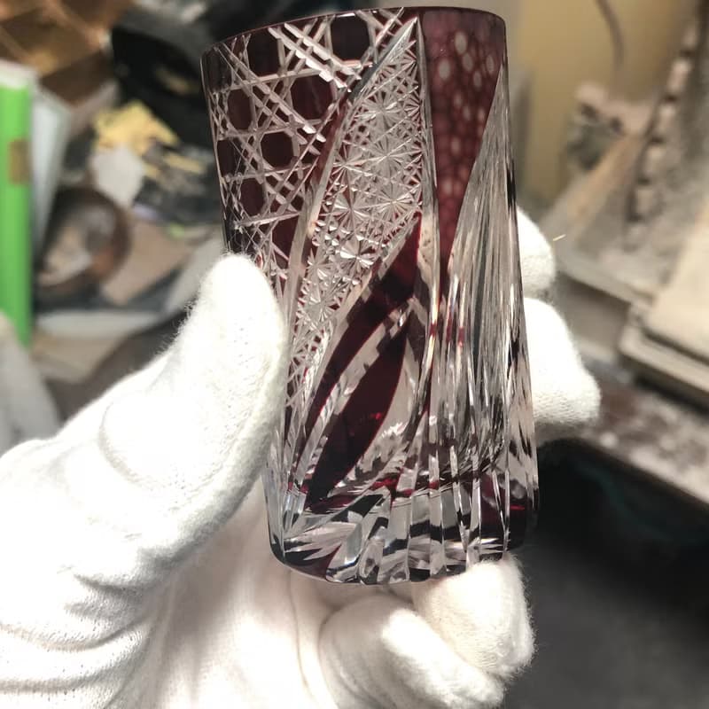 Agave de Juvia Red Cut glass/Shot glass/Gift/Present/Design/High quality/Cut glass artist/Cut glass craftsman