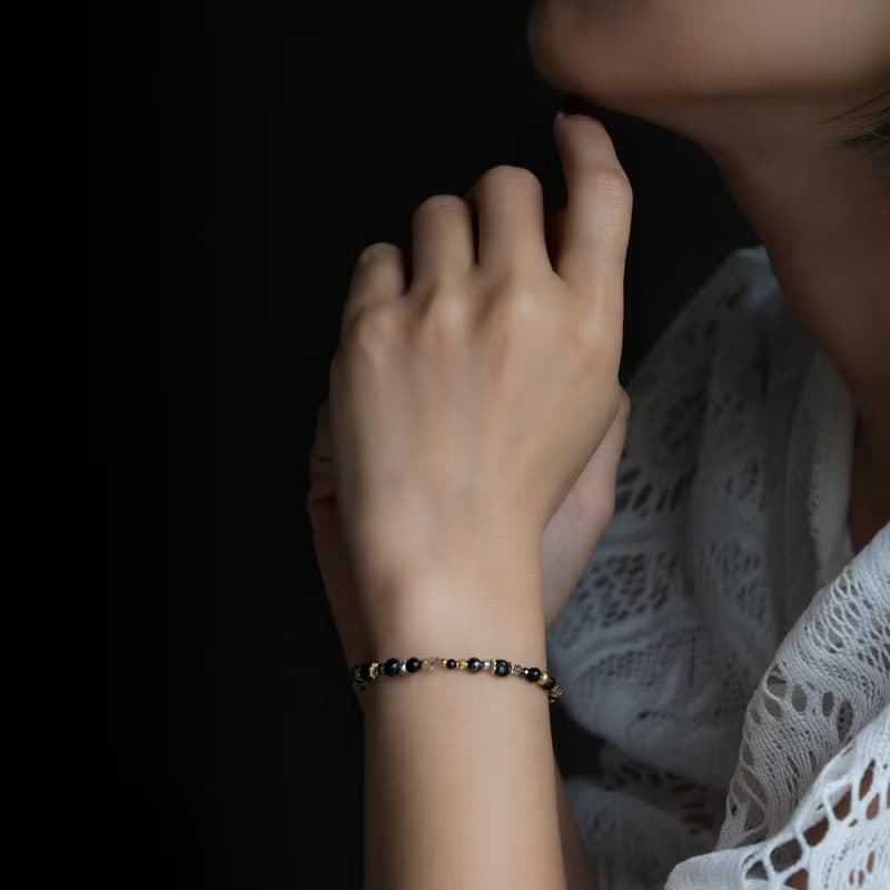 影 l 白水晶黑曜石天眼珠手鍊 C1693