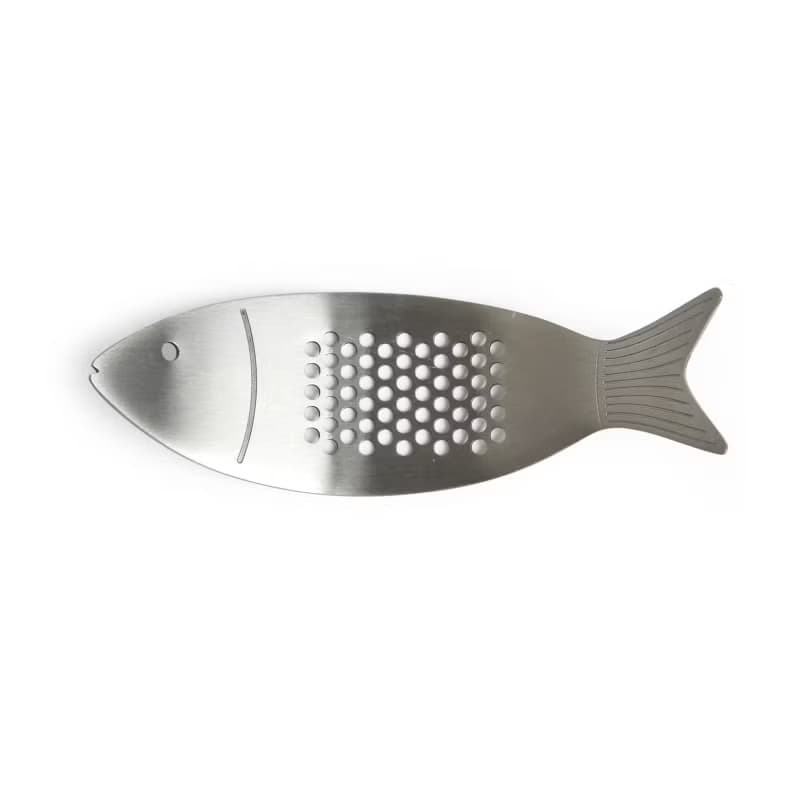 美國 kikkerland 小魚造型壓蒜神器磨蒜器新款環形不鏽鋼搗蒜器