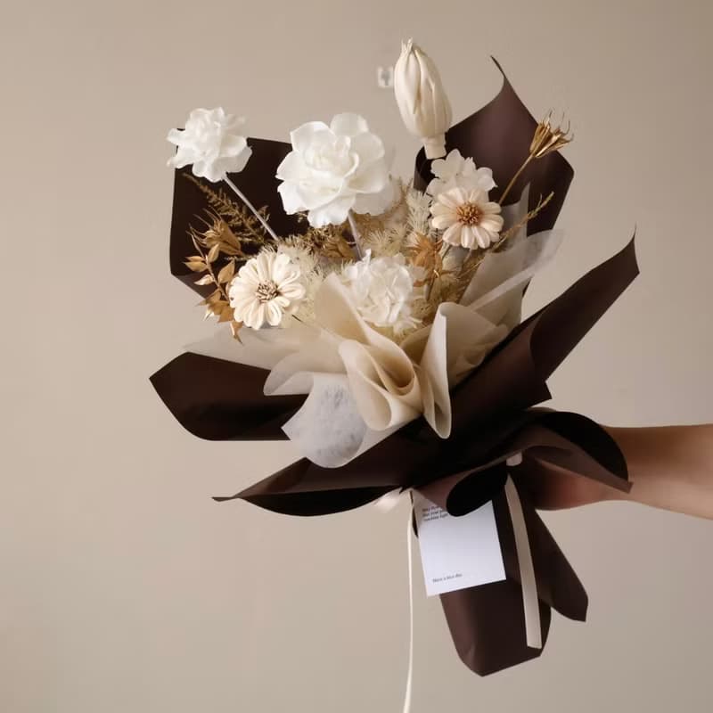 奢華白金花束 永生花束 情人節花束