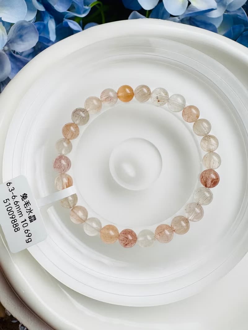 小精品拉絲氣質彩兔毛水晶6.3-6.6mm10.69g細絲星閃氣質首選