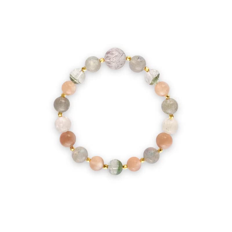 靈動耀眼 超級七 綠幽靈 太陽石 天然水晶手鍊