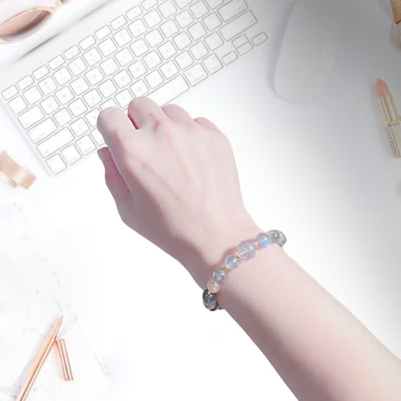 靈動耀眼 超級七 綠幽靈 太陽石 天然水晶手鍊