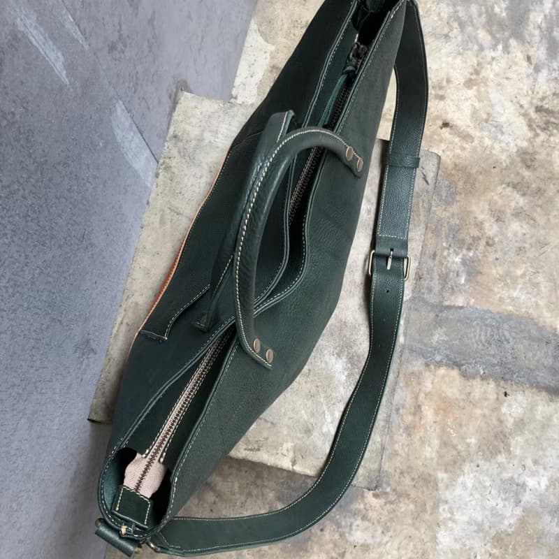 復古雙色托特包/斜背包/手提包  -植鞣牛皮製-