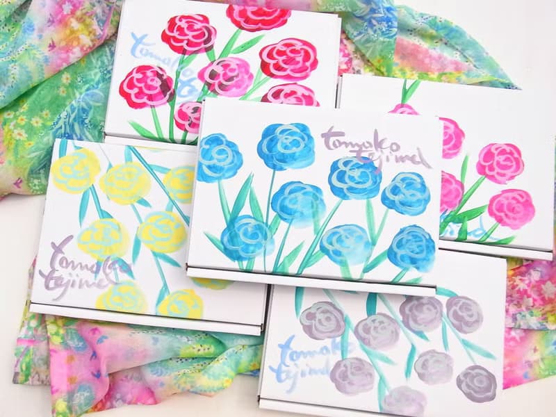 二週間【Snow colored flowers】水彩画　シフォンストール　アートスカーフ　藍　ショール　男性への贈り物　誕生日プレゼント　母の日　クリスマス