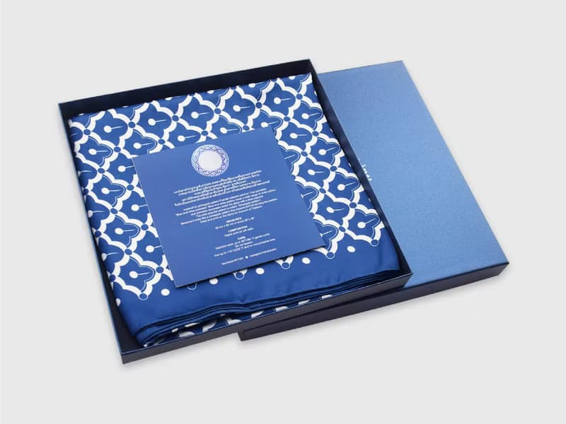 Silk satin scarf - Pineapple On Blue