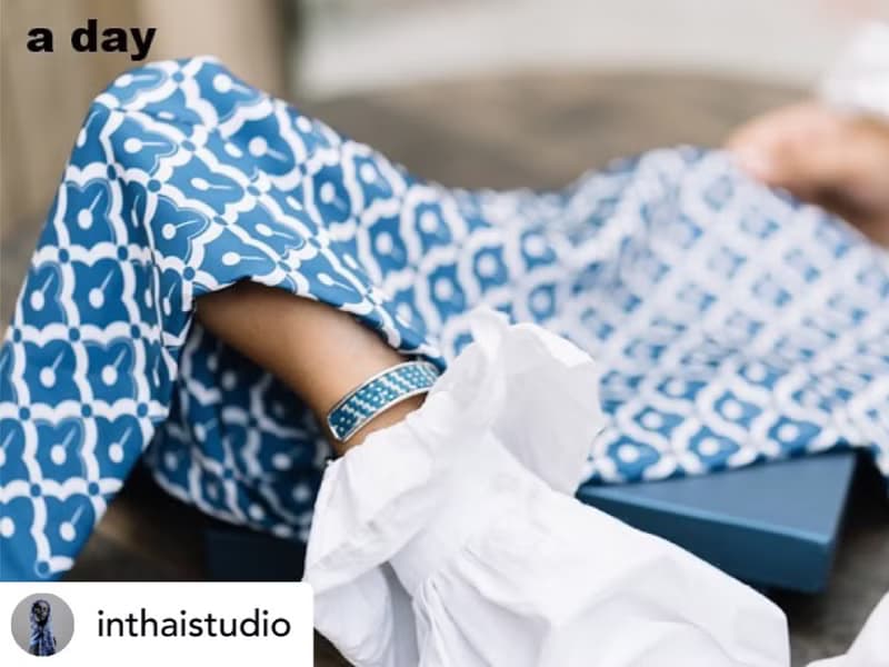 Silk satin scarf - Pineapple On Blue