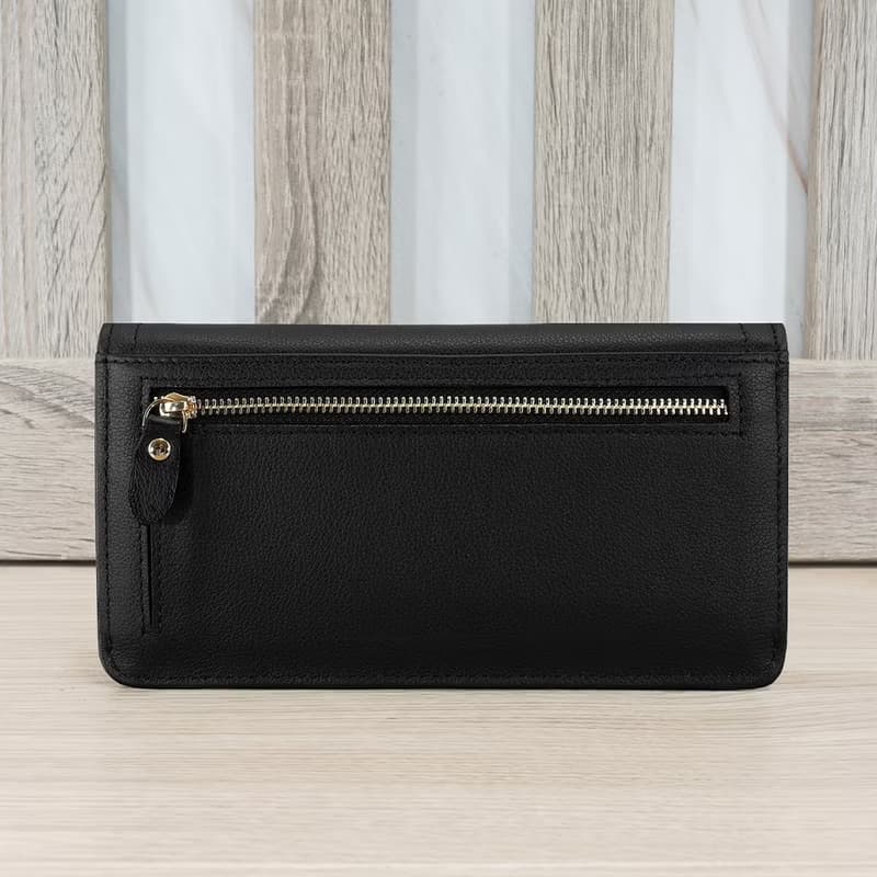 納帕12卡1照翻蓋薄款牛皮長夾4120(黑色)