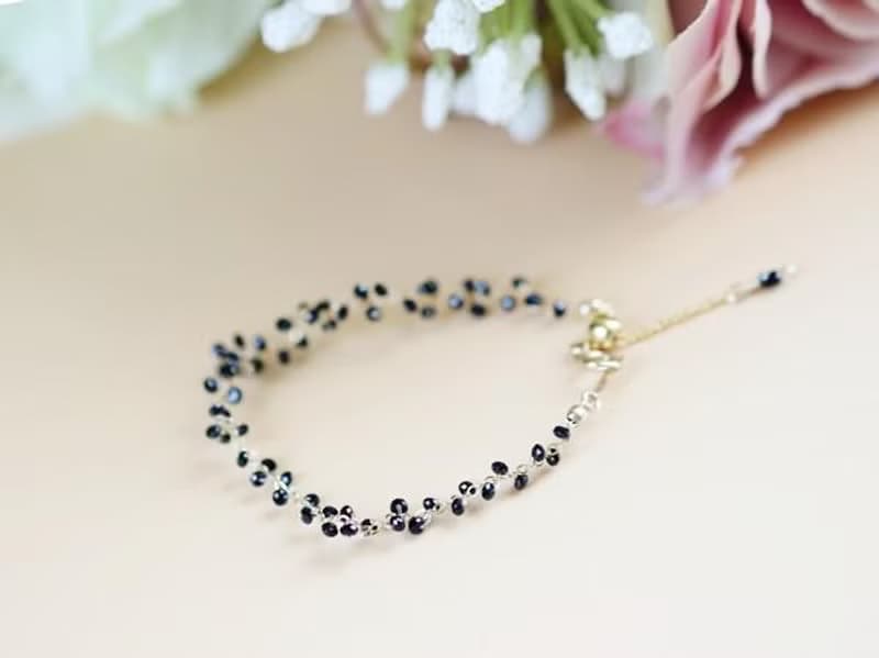 オリジナル ブラックスピネル 蔓のブレスレット 目標達成 才能開花　重ね付けにも