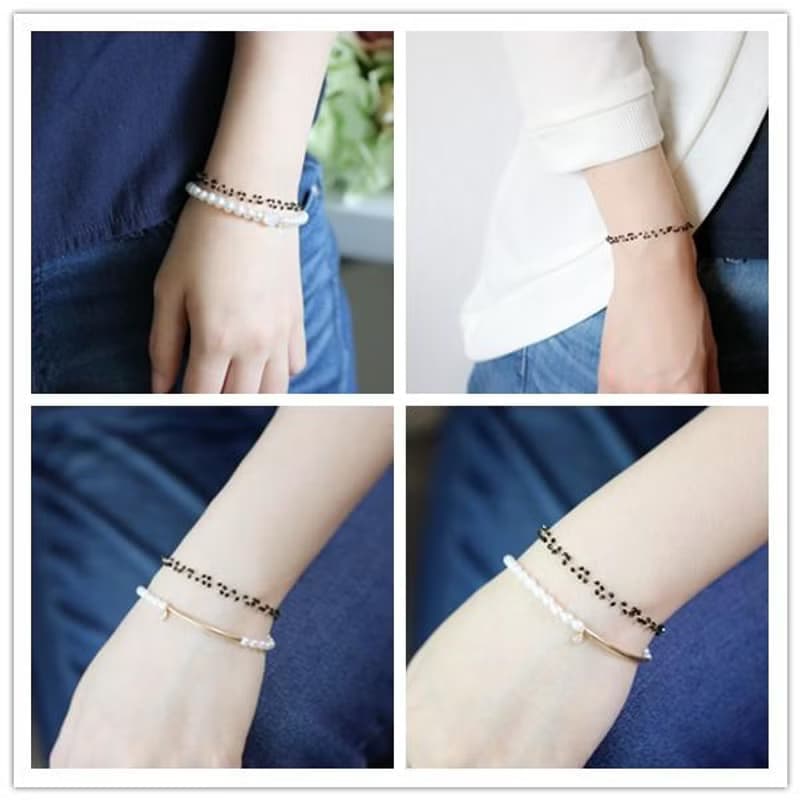 オリジナル ブラックスピネル 蔓のブレスレット 目標達成 才能開花　重ね付けにも