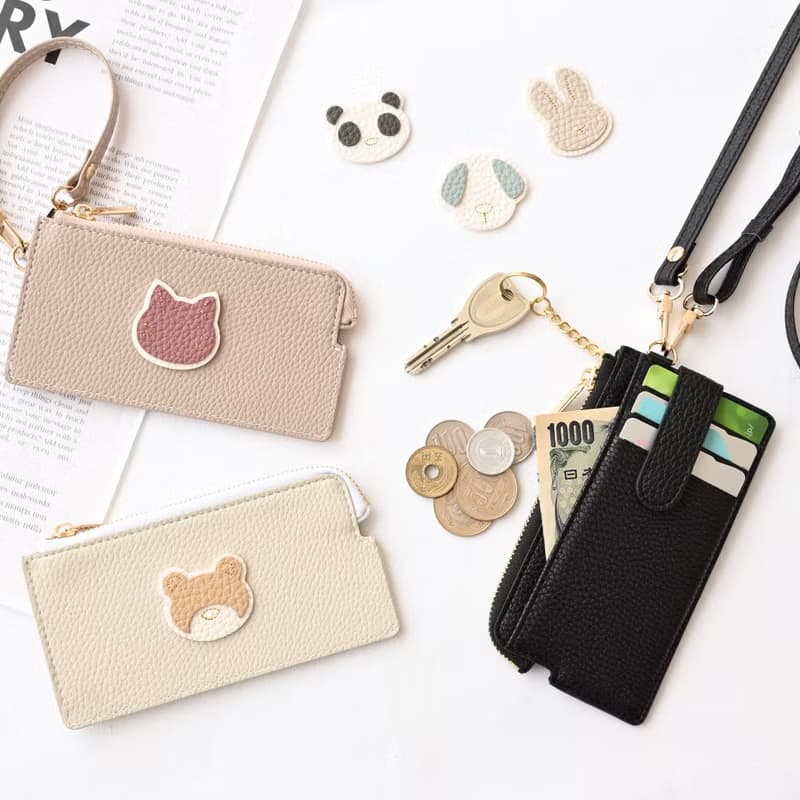 フラグメントケース 【 simple アニマル ステッチ ワッペン 】 ミニ財布 薄型 コンパクト財布 ミニウォレット 小さい財布 長財布 A280I