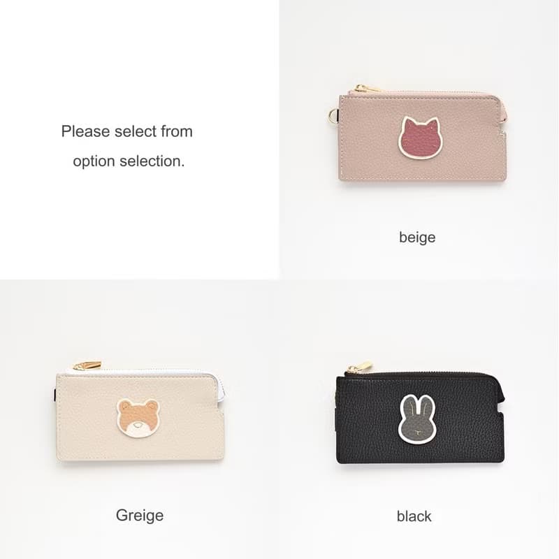 フラグメントケース 【 simple アニマル ステッチ ワッペン 】 ミニ財布 薄型 コンパクト財布 ミニウォレット 小さい財布 長財布 A280I