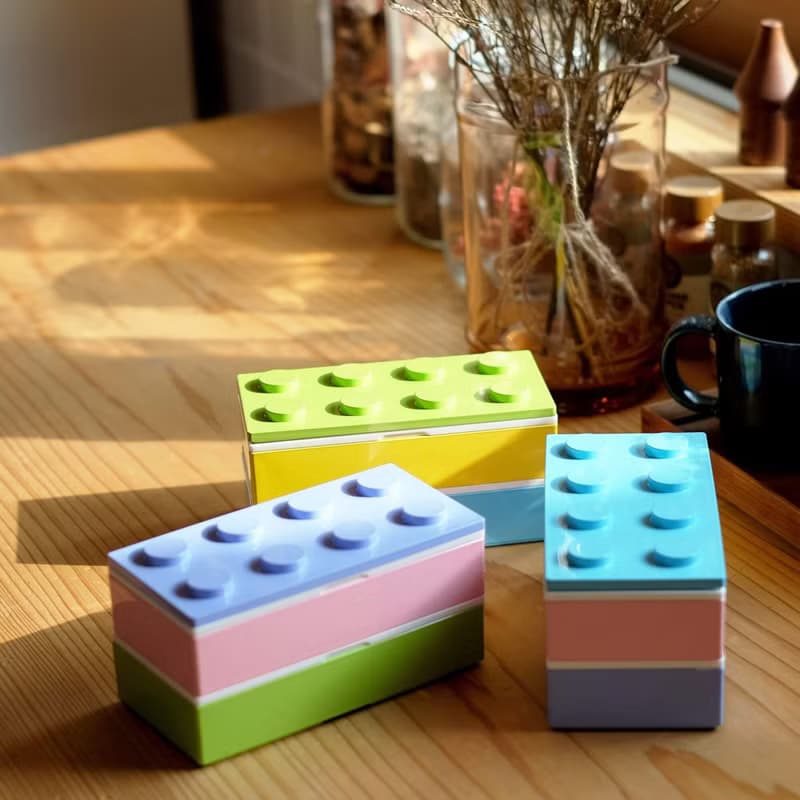 P:BLOCK トリオブロック 2段 弁当箱 480ml 保冷剤 お箸付き 電子レンジ対応 食洗機対応 軽量 職人が仕上げた一品 子供 ギフト 日本製