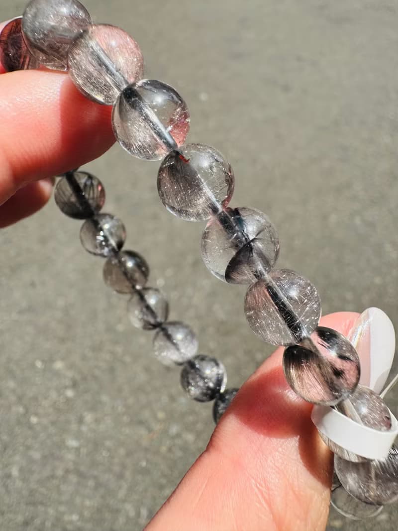 天然玻璃透厚絲羽毛黑銀鈦8.5mm18.98g主招財納寶驅邪避煞防小