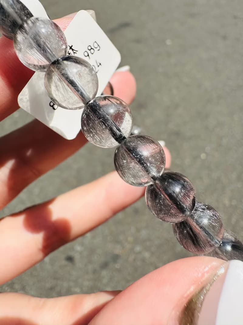 天然玻璃透厚絲羽毛黑銀鈦8.5mm18.98g主招財納寶驅邪避煞防小