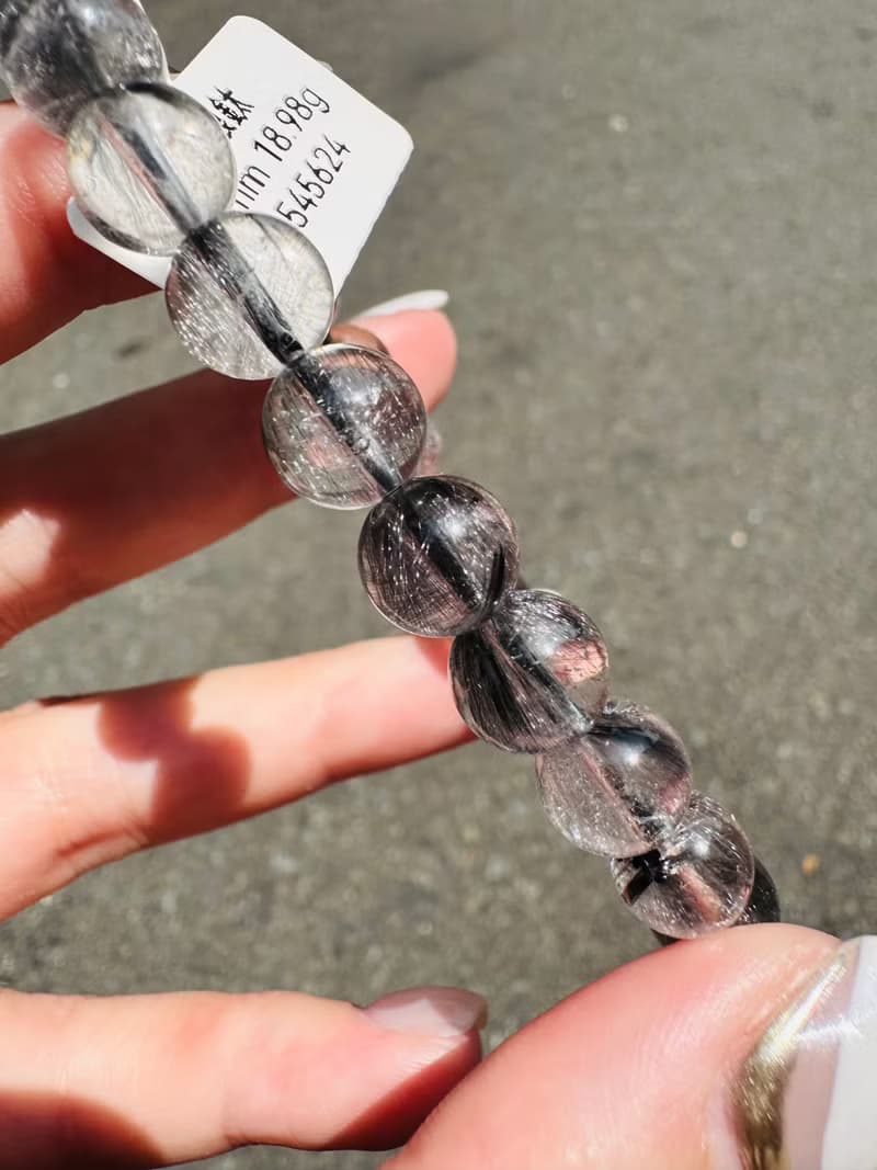 天然玻璃透厚絲羽毛黑銀鈦8.5mm18.98g主招財納寶驅邪避煞防小