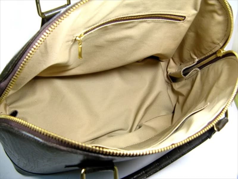 クロコダイル 型押し牛革ハンドバッグ