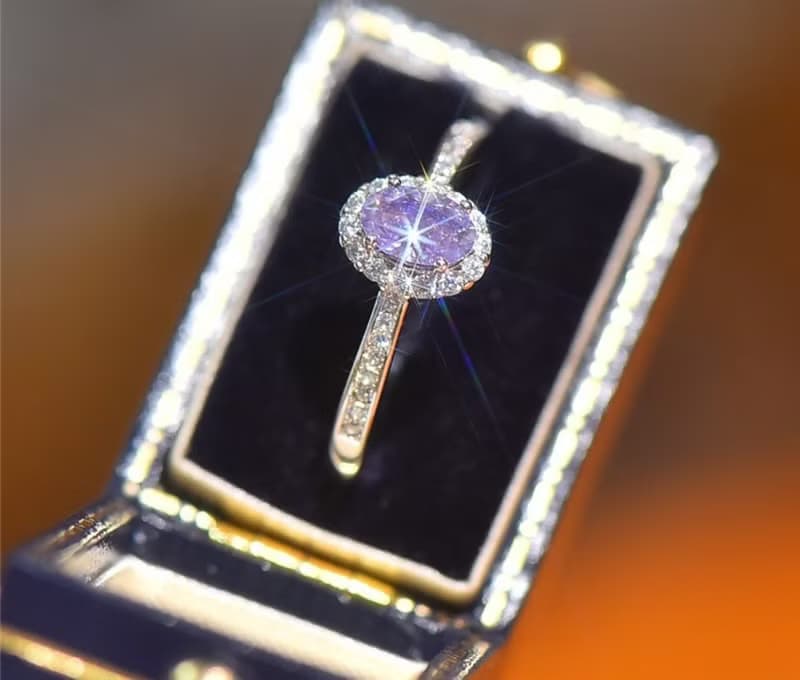 Purple Moissanite Ring, 1 Ct Purple Moissanite Ring