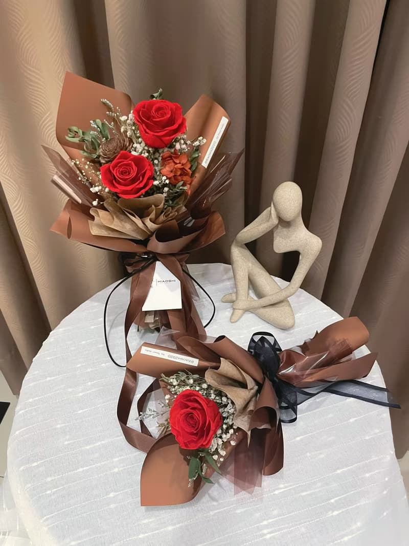 摩卡紅永生花束 情人節花束 七夕花束 求婚花束 告白花束
